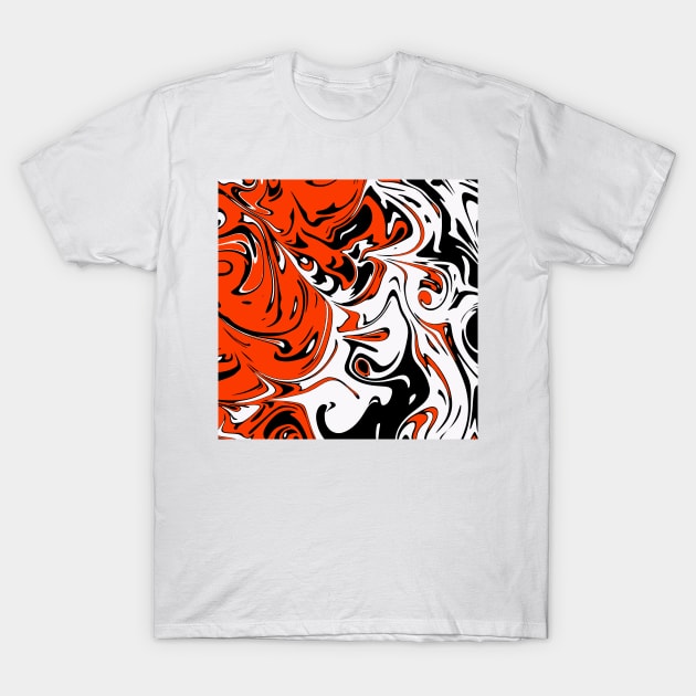 Orange white black Liquid Abstract Art T-Shirt by Tshirtstory